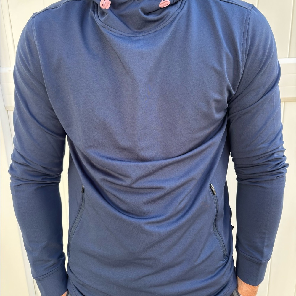 Men's Blue Hoodie with Pink Accents